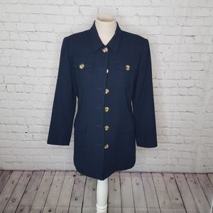 Vintage OLEG CASSINI Jacket Wool Size Gold Buttons 6P
